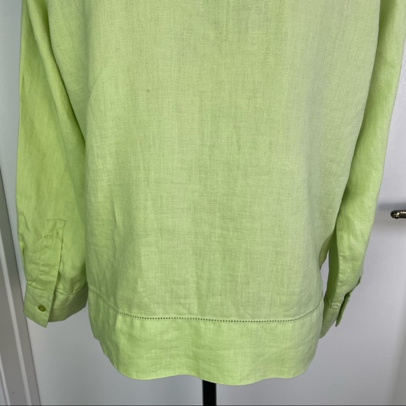 Sigrid Olsen Sport Women 8 Petite Dress Shirt Top Green Button Up Linen Blend - Picture 10 of 14